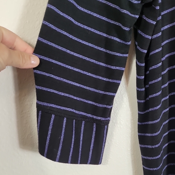 J Jill Wearever Long Sleeve Tunic Top Size L Blue Striped Rayon Relaxed Comfy - Picture 4 of 11